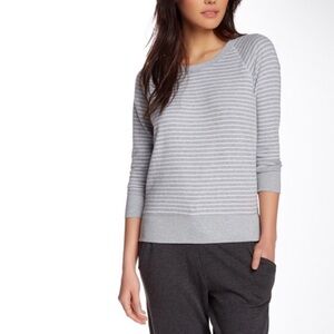 James Perse Striped Long Sleeve Knit Top Size 3 Large Minimalist Cotton Modest